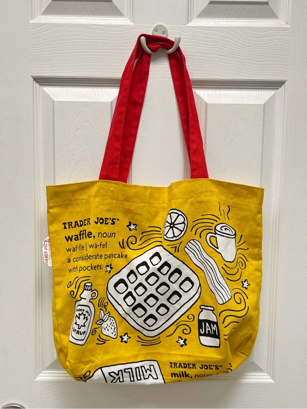 Trader Joe's Breakfast Waffle Toast Milk Jam Canvas Eco Shopping Tote Bag